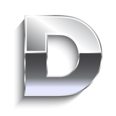 D Metal font. Concept of luxury, VIP, retro 80s. Vector icon