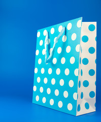 Blue polka dot gift bag