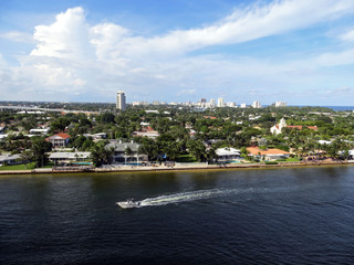 Views of Fort Lauderdale coastline taken from a cruise ship deck