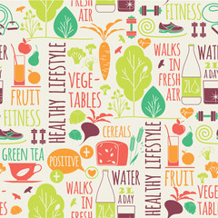Healthy lifestyle seamless background