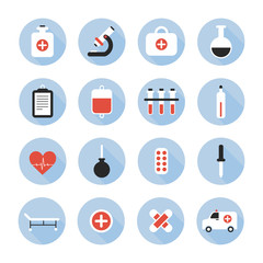 Medical and health vector colorful icons set. Design elements.