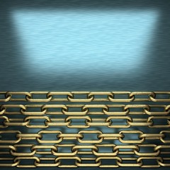 blue metal background with yellow element