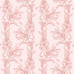 Retro floral pattern in pink