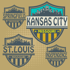 Label set with names of Missouri cities