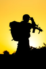 Fototapeta na wymiar Soldier silhouette