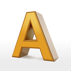 golden 3d alphabet A