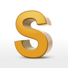 golden 3d alphabet S