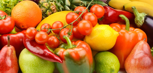 Background of vegetables and fruit set