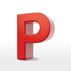 3d red letter P
