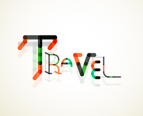 Travel word font concept