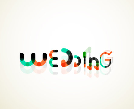 Wedding word font concept design