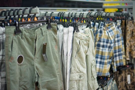 Different kind of shorts with check patterna, stripes and regula