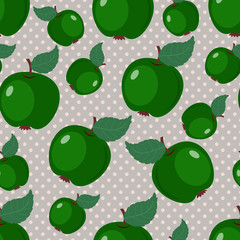 Vector seamless pattern with green apples