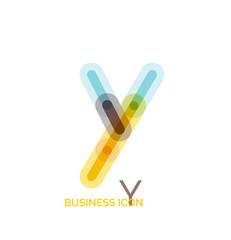 Minimal line font design, letter Y