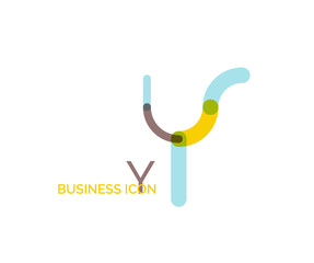 Minimal line font design, letter Y