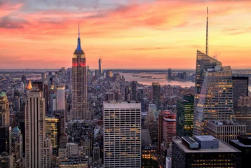 Türaufkleber New York New York City Midtown mit Empire State Building bei Sonnenuntergang