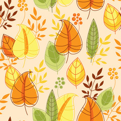 Seamless pattern with autumn leaves