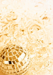 Close up of golden Christmas decorations