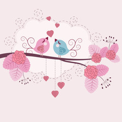 Loving birds - vector background - 71468911