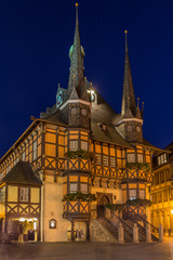 Naklejka premium Townhall of Wernigerode by night