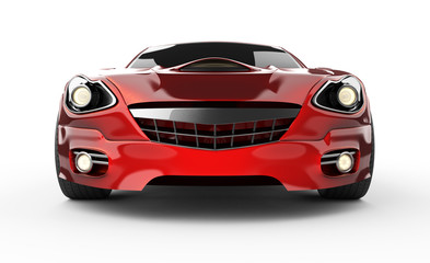 luxury brandless red sport car at white background