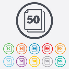 In pack 50 sheets sign icon. 50 papers symbol.