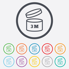 After opening use 3 months sign icon.