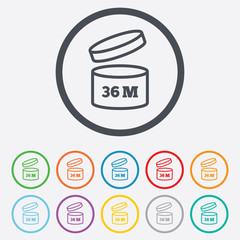 After opening use 36 months sign icon.