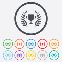First place cup award icon. Prize for winner.