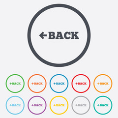 Arrow sign icon. Back button. Navigation symbol