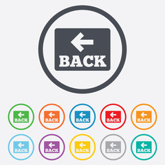 Arrow sign icon. Back button. Navigation symbol