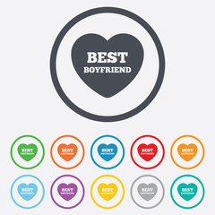 Best boyfriend sign icon. Heart love symbol.