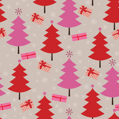 Winter fairytale forest - vector seamless pattern