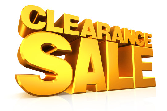 3D gold text clearance sale.