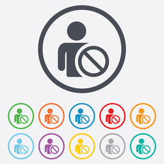 Blacklist sign icon. User not allowed symbol.