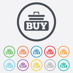 Buy sign icon. Online buying cart button.