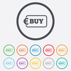 Buy sign icon. Online buying Euro button.