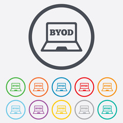 BYOD sign icon. Bring your own device symbol.