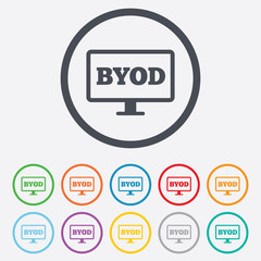 BYOD sign icon. Bring your own device symbol.