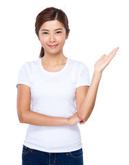 Woman with hand show with blank sign