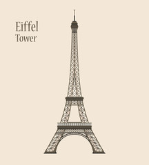 Fototapeta na wymiar Eiffel Tower in Paris - Silhouette Vector Illustration