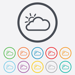 Cloud and sun sign icon. Weather symbol.