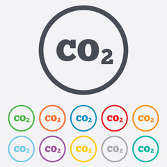 CO2 carbon dioxide formula sign icon. Chemistry
