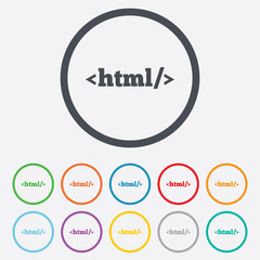 HTML sign icon. Markup language symbol.