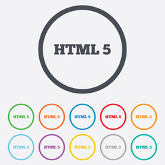HTML5 sign icon. New Markup language symbol.
