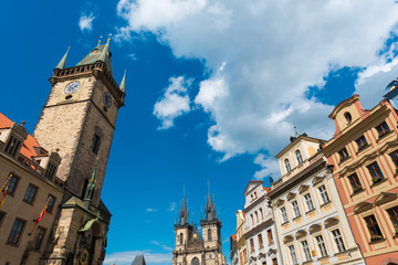 Fototapeta premium View of Prague on bright summer day
