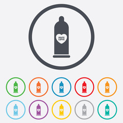 Condom safe sex sign icon. Barrier contraceptive