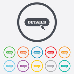Details with cursor pointer icon. More symbol.