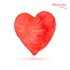 Watercolor painted red heart