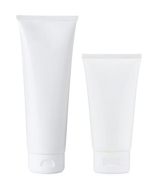 Blank white plastic cosmetics paste or gel tube